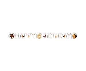 Amscan 9909878 - Guirlande Happy Birthday Cheval Taille 180 x 15 cm Décoration à Suspendre Anniversaire Enfant Guirlande de Lettres Bannière Fête à thème