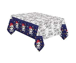 amscan 9909914 Nappe en Papier Pirate 120 x 180 cm, Carte au trésor à colorier, décoration de Table, Anniversaire d'enfant, fête à thème