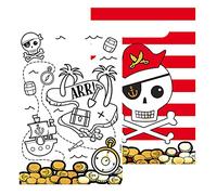 Amscan 9909916 - Lot de 8 sacs en papier motif pirate - Dimensions : 23,4 x 16,2 cm - Sacs cadeaux en papier - Sacs de fête, d'anniversaire d'enfant, cadeau de bienvenue, fête à thème