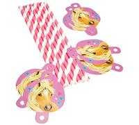 Amscan "Pretty Pony" - 8 pailles en papier - Rose | Motif cheval Enfants Décorations d'anniversaire