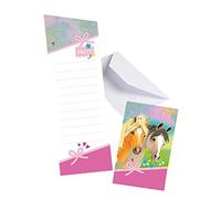 amscan 9911593 Pretty Pony Lot de 8 cartes d'invitation avec enveloppes blanches 14,2 x 8 cm