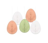 Amscan 9913405 - Décorations à Suspendre en Papier en Forme d'œuf de Pâques - Pastel - Lot de 5