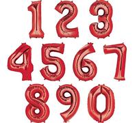 amscan Anagram 2828901 Ballon en Aluminium en Forme de Chiffre 6 Rouge 81,3 cm
