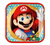 amscan Assiette en Carton Super Mario, 9901535, 23 cm, Blue