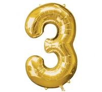 Amscan Ballon Mylar Or Chiffre 3 - Taille Unique