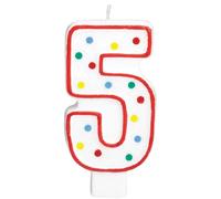 Amscan Bougie 5 Pois Blanc 13,3 cm