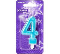 amscan Bougie d'anniversaire Numéro 4 Paillettes 9900765 7,6 cm
