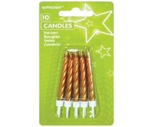 Amscan bougies d'anniversaire 6Spiral,3 cm or 10 pièces Or G