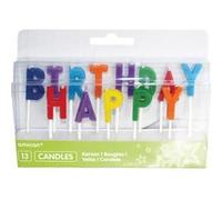 bougies d'anniversaire 8Happy Birthday,3 cm blanc 8 pièces