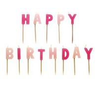 Amscan bougies d'anniversaire Happy Birthday 7 cm rose cire 13 pièces Roze G