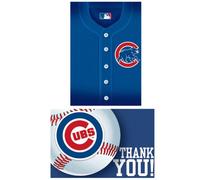 amscan Chicago Cubs Major League Baseball Collection Lot de cartes d'invitation et de remerciement, bleu, 9,5 x 14,5 cm