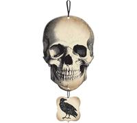 AMSCAN - Décoration tête de mort avec corbeau pailleté - Décoration murale Halloween