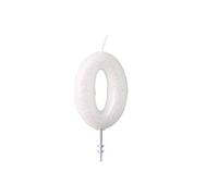 Amscan gâteau bougie pailletée numéro 0 cire 6,5 cm blanc
