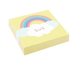 Amscan Generique - 20 Petites Serviettes en Papier Petit Nuage Jaunes 25 x 25 cm