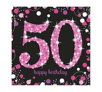 Serviettes - Mignon - 50e anniversaire - Rose - Noir - Violet