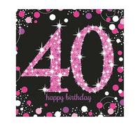 amscan International Serviettes en Papier Motif Fête d'anniversaire 40e 9900603 33 cm