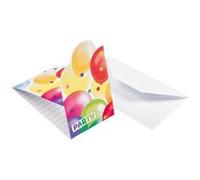 Amscan invitations avec enveloppe Balloons14,2 cm blanche 8 pièces Wit G