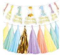 Amscan Kit de décoration pour premier anniversaire - Pompons et bannière