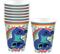 Amscan Lot de 8 gobelets multicolores Stitch (255 ml) - Gobelets à thème durables et réutilisables, parfaits pour les fêtes d'enfants