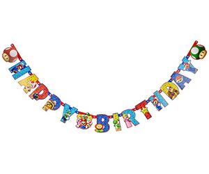 amscan- Nintendo Guirlande articulée Happy Birthday Personnalisable 190 x 18 cm Supermario, 11012019, Multicolore, Taglia Unica