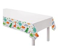 amscan-Party Dino-Mite Housse de table en plastique, 572270, Blanc/Transparent, 120 x 180 cm