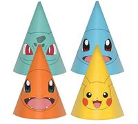 amscan Pokémon 9917126 Lot de 8 chapeaux coniques pour fête d'anniversaire d'enfants Motifs assortis