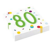 Amscan serviettes 80 ans Confetti33 x 33 cm 20 pièces Multicolor G