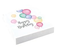 Amscan 9903711 Lot de 20 serviettes Happy Birthday, 33 x 33 cm, couleurs pastel, pour les anniversaires.