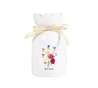 Amsgedhie Vase en céramique personnalisé avec nom/Texte personnalisé, Fleurs, Papillons Vase en céramique imprimé en Couleur, décoration intérieure Cadeaux Souvenirs (Nom 5, Style 2)