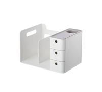 AMSLSIU Boîte de Rangement de Livres Table Porte-Documents tiroirs Serre-Livres d'affaires Brosse Multi-grilles Polyvalente pour l'organisation stylos, Gris