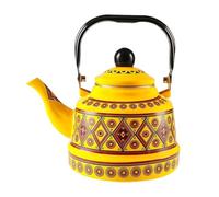 AMSLSIU Bouilloire à thé en céramique émaillée à motif floral, 5 L, grande capacité, résistante et indispensable pour la maison, le camping et les, Jaune, Modèle A