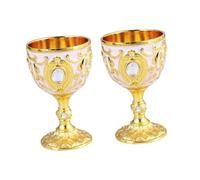 AMSLSIU Cadeaux d'invités, cadeaux d'anniversaire, décoration intérieure, gobelet à vin de 100 ml, collection vintage européenne artisanale, accessoires, or blanc, 4.3 x 7 cm