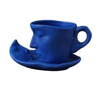 AMSLSIU Ensemble tasse à café moderne avec soucoupe, création artisanale irrégulière, ajout exceptionnel à votre expérience de dégustation, bleu, 0.8 x 3.9 cm