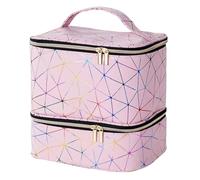 AMSLSIU Pochette de Rangement zippée pour Vernis à Ongles, conçue pour flacons de Vernis et Accessoires. Poche zippée avec poignée. Outils de manucure, Rose, 26 x 20 x 22 cm