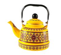 AMSLSIU Théière colorée et résistante de 5 L pour le camping et les activités de plein air. Bouilloire émaillée en céramique à décor floral, Jaune, Modèle A