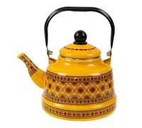 AMSLSIU Théière colorée et résistante de 5 L pour le camping et les activités de plein air. Bouilloire émaillée en céramique à décor floral, Jaune, StyleB