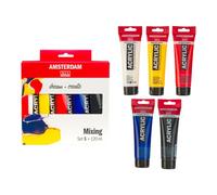 Amsterdam Standard Series Peinture Acrylique | Set de Mélange (5 x 120 ml) | Couleurs Primaires Chaudes + Noir & Blanc