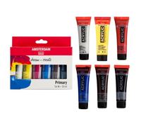 Royal Talens Amsterdam – Peinture acrylique – Set 6x20 ml (Primaires+Noir+Blanc+Terre d'ombre)