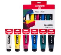 Amsterdam Standard Series Peinture Acrylique | Set de Théorie des Couleurs (6 x 120 ml) | Couleurs Primaires + Vert, Noir & Blanc
