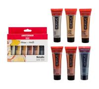 Amsterdam Standard Series Set de Peinture Acrylique | Set Métallique (6 x 20 ml) | 6 Couleurs Métalliques Brillantes
