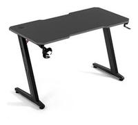DESK120Z-GREY Bureau informatique ou gamer avec finition gris - Largeur 1m20 - Style carbone - Porte casque & gobelet
