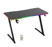 Amstrad DESK120Z-LED-AURORA Bureau informatique gamer avec retroéclairage RGB - Largeur 1m20 - Finition carbone - Télécommande