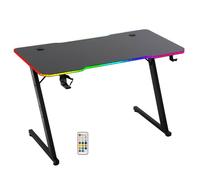 Amstrad DESK120Z-LED-AURORA Bureau Informatique Gamer avec retroéclairage RGB - Largeur 1m20 - Finition Carbone - Télécommande