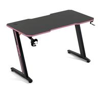 Amstrad DESK120Z-PINK Bureau Informatique ou Gamer avec Finition Rose - Largeur 1m20 - Style Carbone - Porte Casque & gobelet