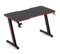 DESK120Z-RED Bureau informatique ou gamer avec finition rouge - Largeur 1m20 - Style carbone - Porte casque & gobelet