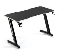 Amstrad DESK120Z-WHITE Bureau Informatique ou Gamer avec Finition Blanc - Largeur 1m20 - Style Carbone - Porte Casque & gobelet