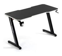 Amstrad DESK120Z-WHITE Bureau informatique ou gamer avec finition blanc - Largeur 1m20 - Style carbone - Porte casque & gobelet Blanc G