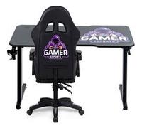 Amstrad Pack Bureau DESK120Z-GAMER & fauteuil gamer 900-LED-GAMER - 1m20 - Retro éclairage LED RGB G