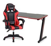 Amstrad Pack Bureau DESK120Z-RED & Fauteuil AMS-800-RED - Finition rouge - Largeur 1m20 - Style carbone Rouge G