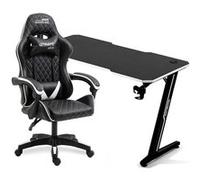 Amstrad Pack Bureau DESK120Z-WHITE & Fauteuil ULTIMATE-BK-ICE - Finition blanche - Largeur 1m20 - Style carbone G